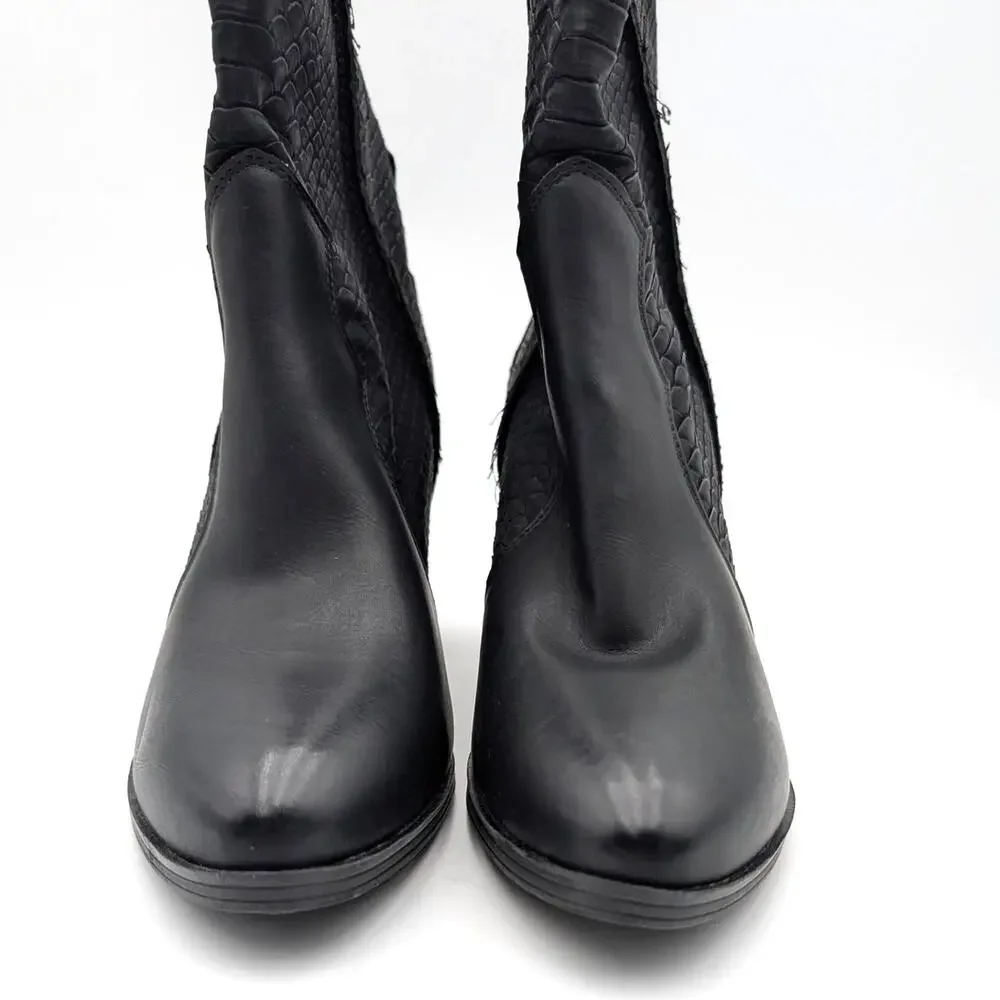 MIA Cindy Embossed Western Cowboy Boots Pointed Toe Women's Black Size US9M EU39